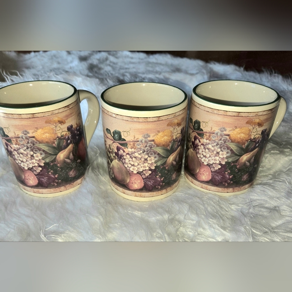 Pamela Gladding Certified International Fruit And Floral Mugs - Set Of 3 Mugs